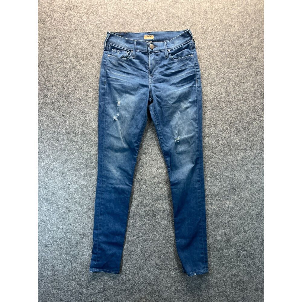 True Religion Jeans Women's 26 Halle Mid Rise Skinny Distressed Stretch Blue